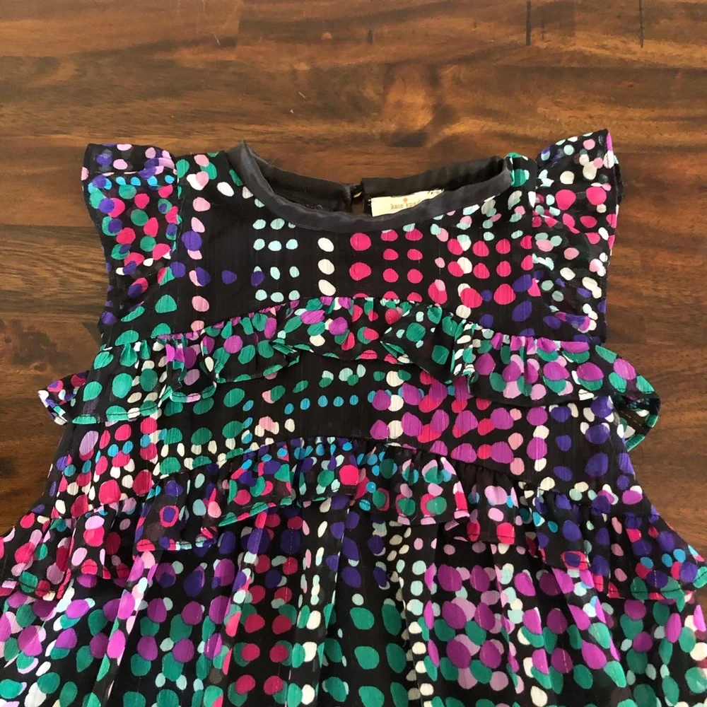 Kate Spade Chiffon Ruffle Dotty Dots Dress